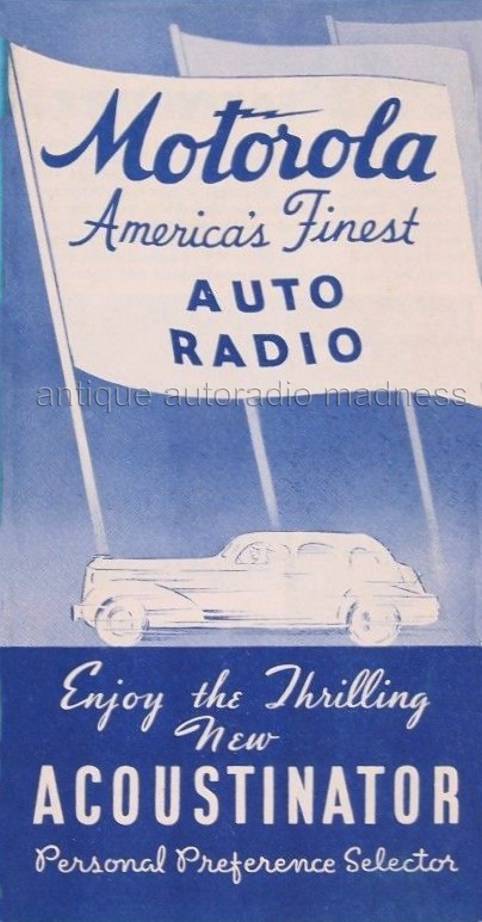 Very old MOTOROLA car radio Acoustinator Folder advertising (1939)