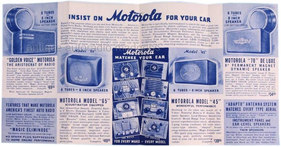 Very old MOTOROLA car radio Acoustinator Folder advertising (1939) - 2