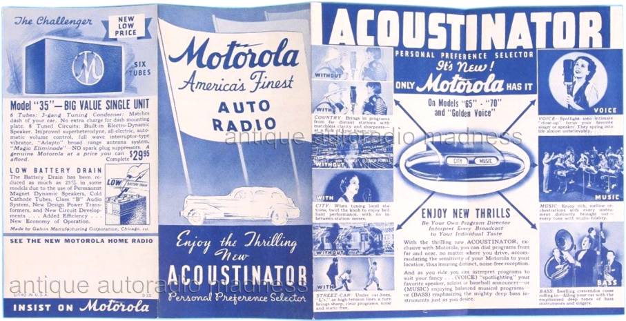 Very old MOTOROLA car radio Acoustinator Folder advertising (1939) - 3