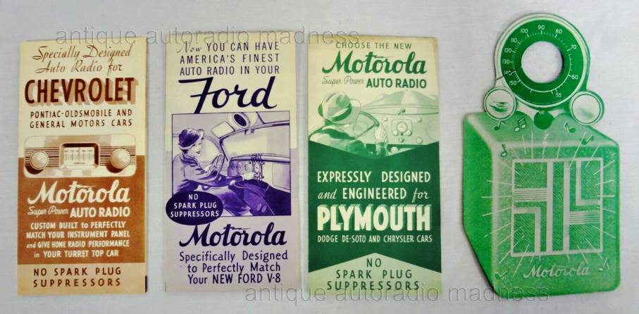 Old-school MOTOROLA car radio hanger advert.- Year 1942 - 1