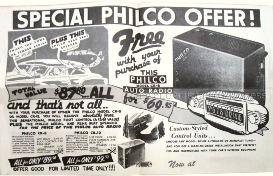 Vintage PHILCO auto radio advertising (1947) New foot-control systemVintage PHILCO auto radio advertising (1947) New foot-control system - 2