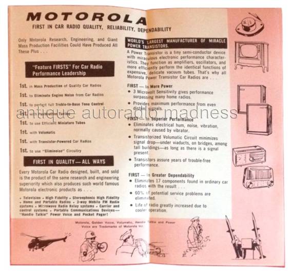 Old school MOTORLA car radio Golden Voice folder advertising (1959) - 3 