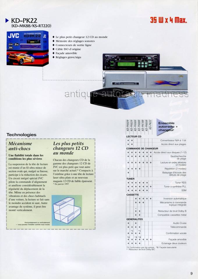 Ancien catalogue JVC car stereo - anne 1997 - p9