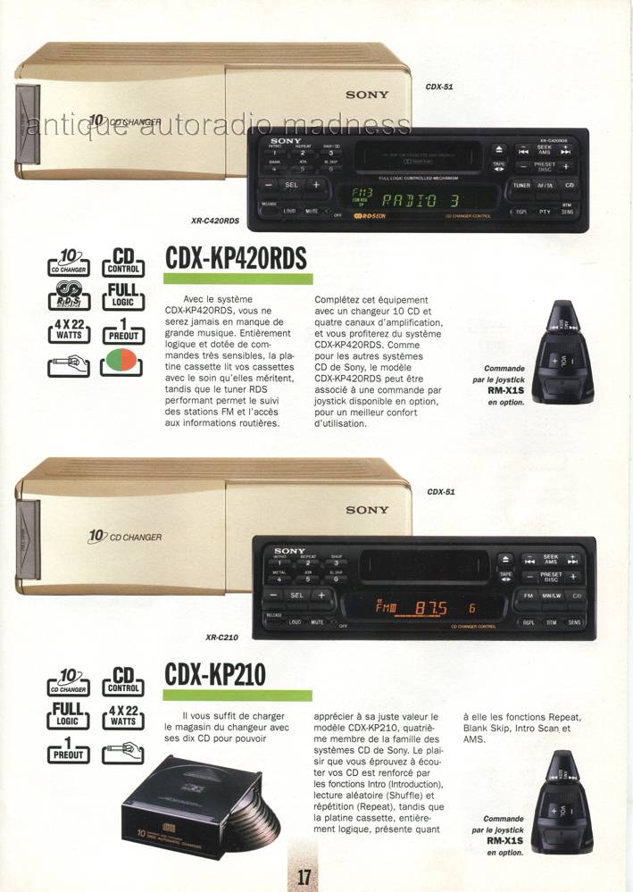 Ancien catalogue SONY car HiFi stereo - anne 1995 - 17