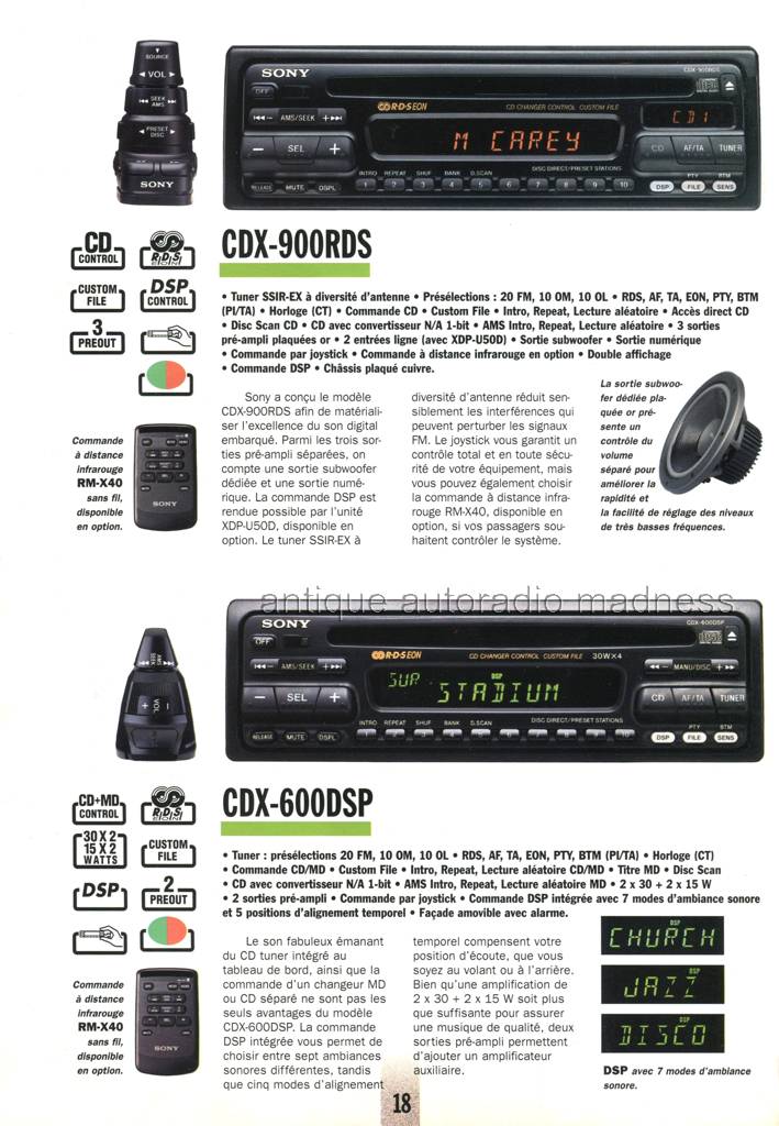 Ancien catalogue SONY car HiFi stereo - anne 1995 - 18